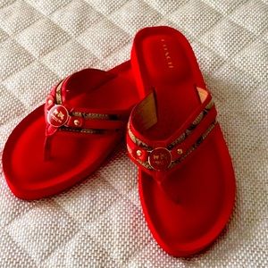 Coach red/brown brand new slippers size 7